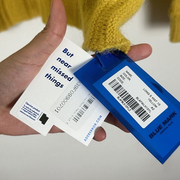 Ader Error Unisex Alpaca Heavy Knit Sweater Jumper Sz A2 2022 Fall Winter Yellow - Picture 9 of 15